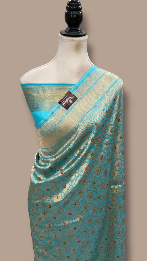 Regal Pure Katan Silk Banarasi Saree – Handwoven Tanchui Brocade - The Handlooms