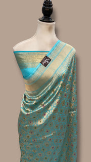 Regal Pure Katan Silk Banarasi Saree – Handwoven Tanchui Brocade - The Handlooms