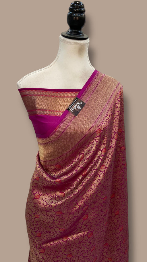 Regal Pure Katan Silk Banarasi Saree – Handwoven Tanchui Brocade - The Handlooms