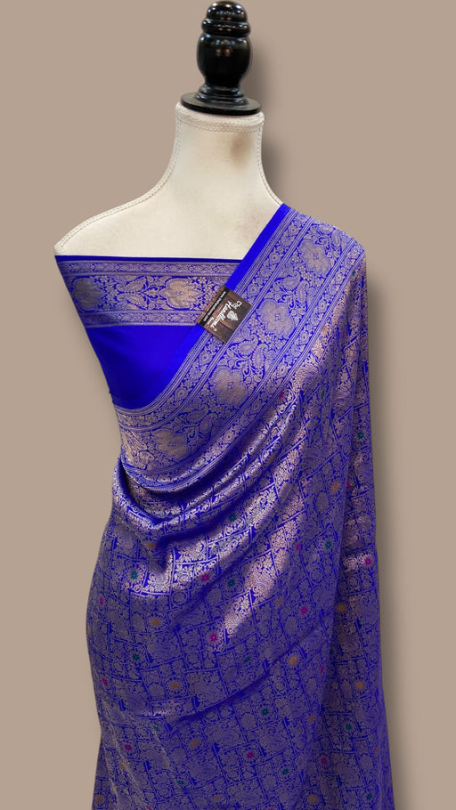 Regal Pure Katan Silk Banarasi Saree – Handwoven Tanchui Brocade - The Handlooms