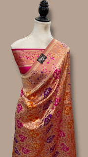 Regal Pure Katan Silk Banarasi Saree – Handwoven Tanchui Brocade With Meenakari Work - The Handlooms