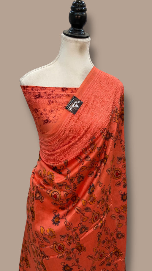 Pure Chiniya Silk Handloom Banarasi Saree with Chikankari - The Handlooms