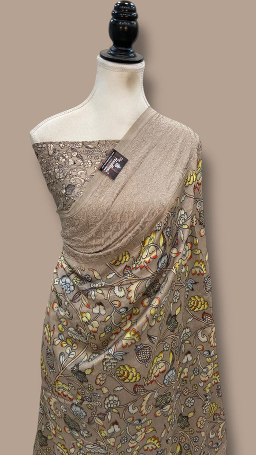 Pure Chiniya Silk Handloom Banarasi Saree With Chikankari - The Handlooms