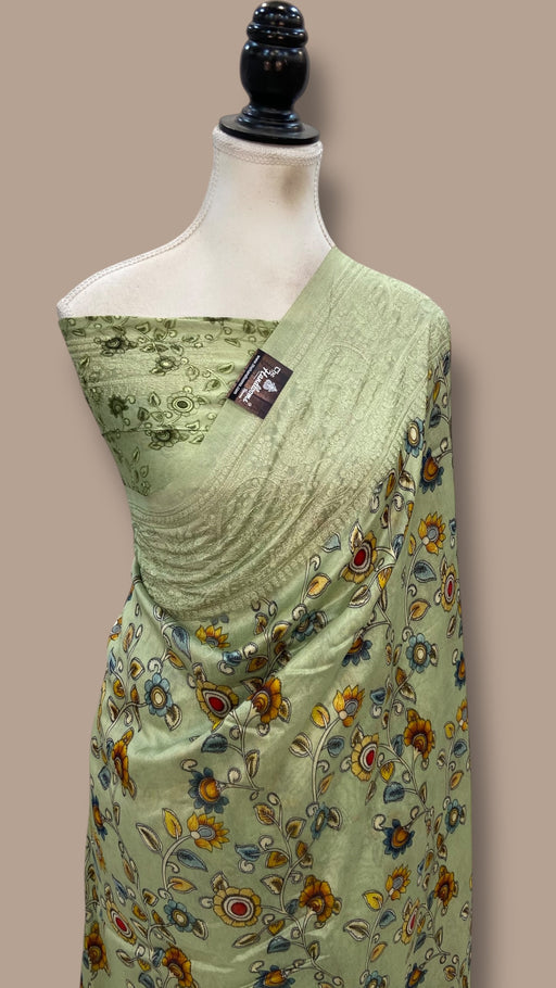 Pure Chiniya Silk Handloom Banarasi Saree With Chikankari - The Handlooms