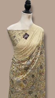 Pure Chiniya Silk Handloom Banarasi Saree With Chikankari - The Handlooms