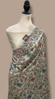 Pure Dupion Silk Handloom Banarasi Saree With Chikankari - The Handlooms