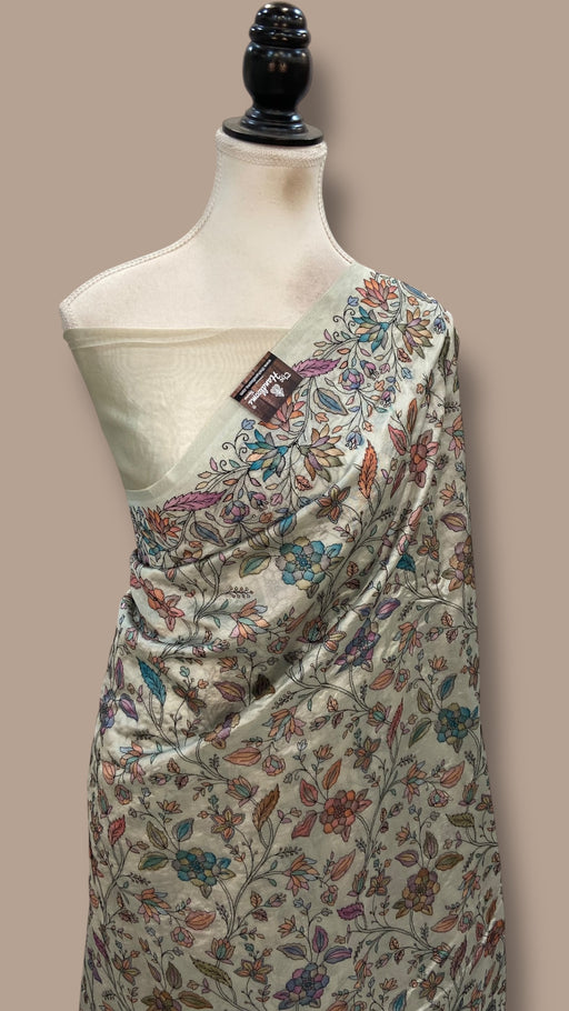 Pure Dupion Silk Handloom Banarasi Saree With Chikankari - The Handlooms