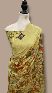 Pure Chiniya Silk Handloom Banarasi Saree With Chikankari - The Handlooms