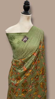 Pure Chiniya Silk Handloom Banarasi Saree With Chikankari - The Handlooms