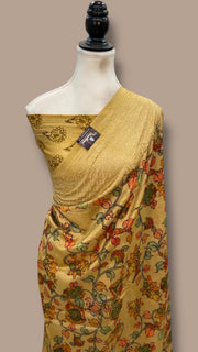 Pure Chiniya Silk Handloom Banarasi Saree With Chikankari - The Handlooms