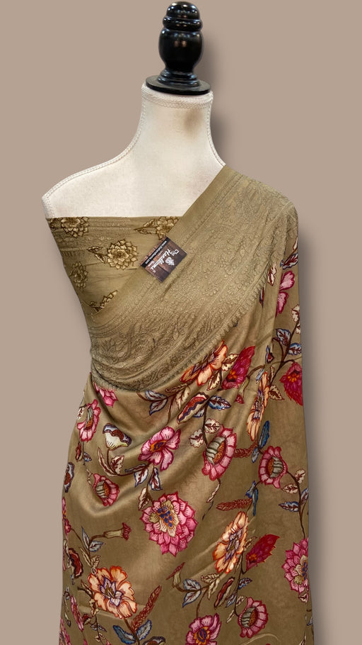 Pure Chiniya Silk Handloom Banarasi Saree With Chikankari - The Handlooms