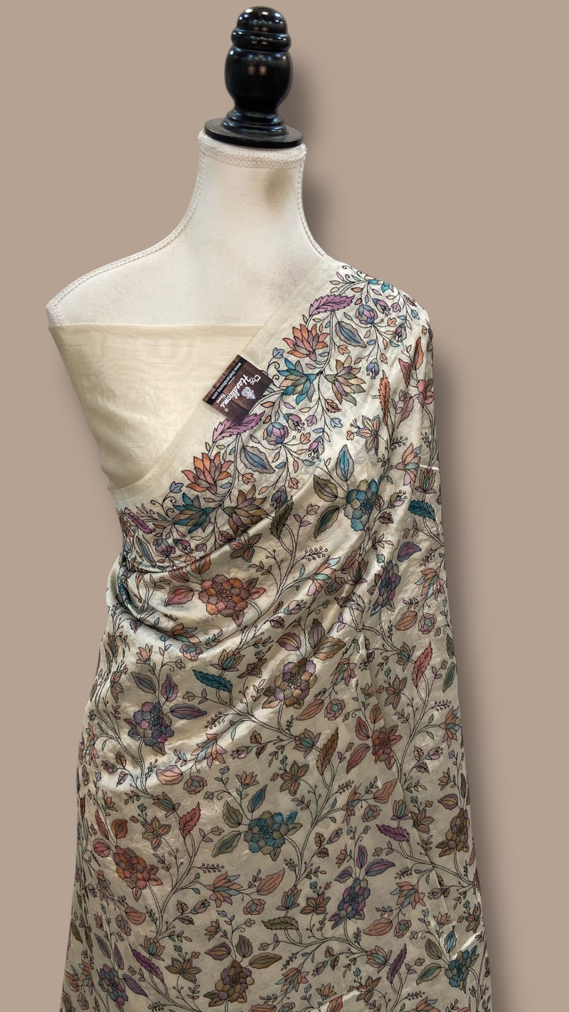 Pure Dupion Silk Handloom Banarasi Saree With Chikankari - The Handlooms
