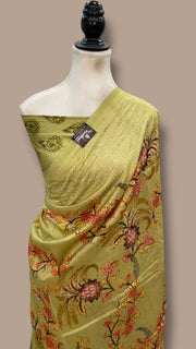 Pure Chiniya Silk Handloom Banarasi Saree With Chikankari - The Handlooms