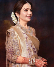 Nita Ambani Pure Katan Silk Banarasi Handloom Saree - All over Jaal work - With Meenakari - The Handlooms