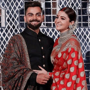 Anushka Sharma in Red Pure Katan Silk Banarasi Handloom Saree - All Over Jaal Work - The Handlooms