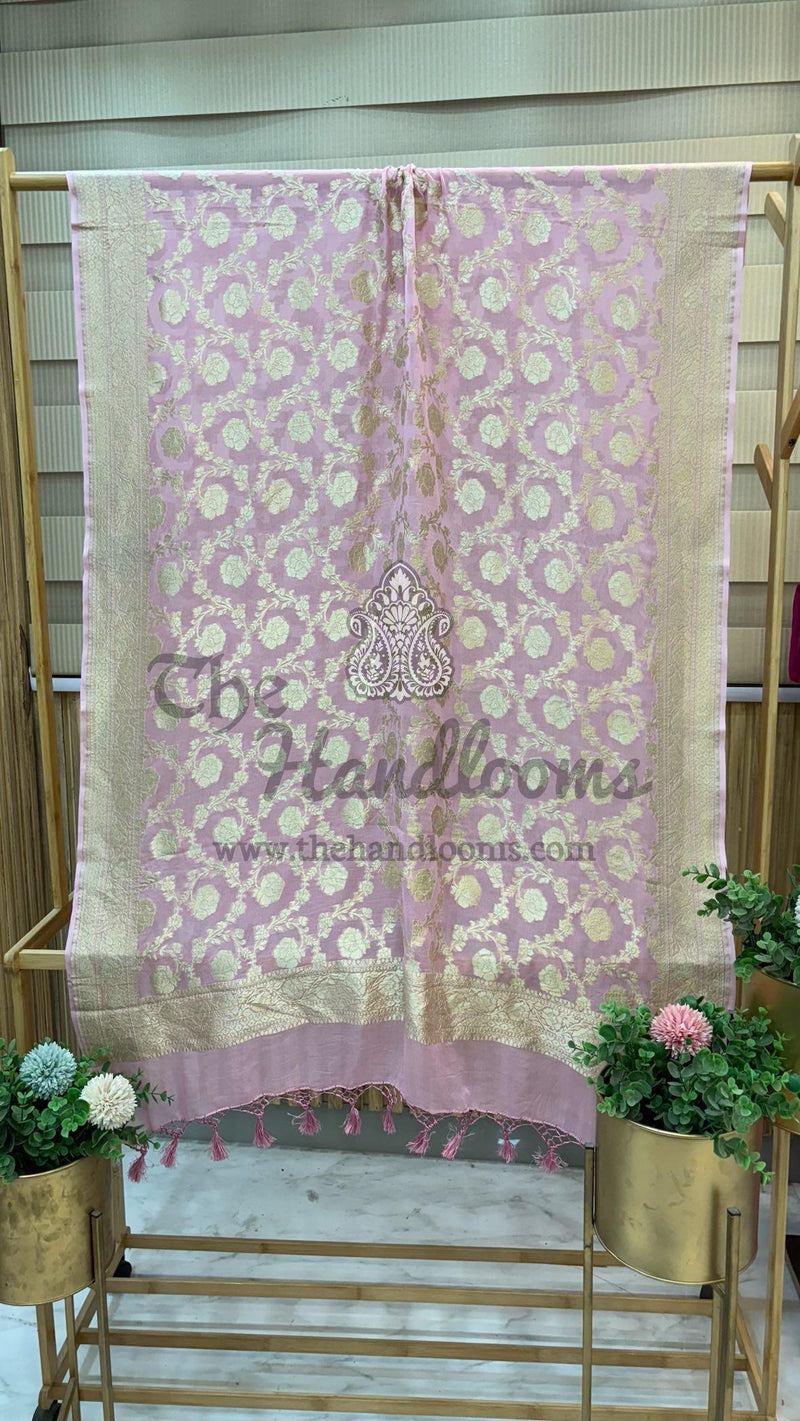 Khaddi Georgette Handloom Banarasi Dupatta - The Handlooms