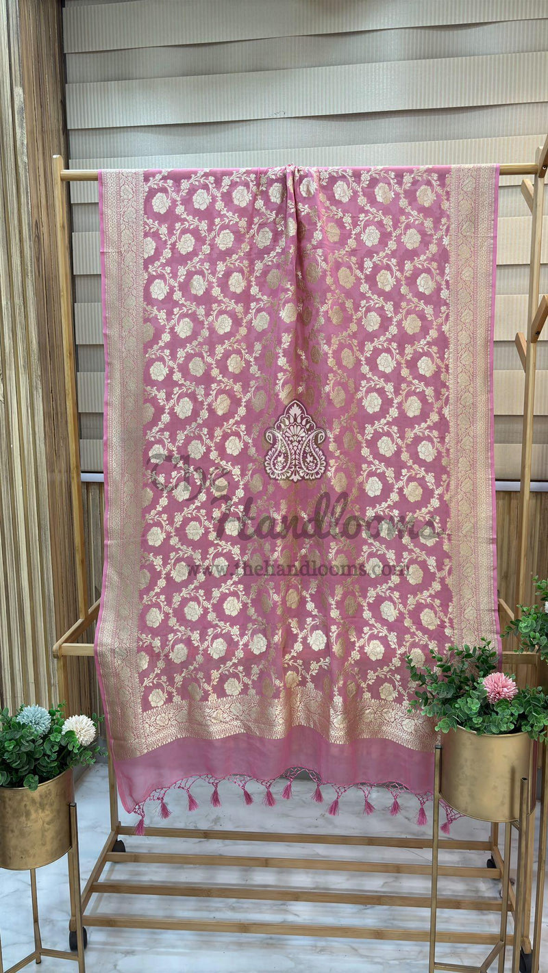 Khaddi Georgette Handloom Banarasi Dupatta - The Handlooms