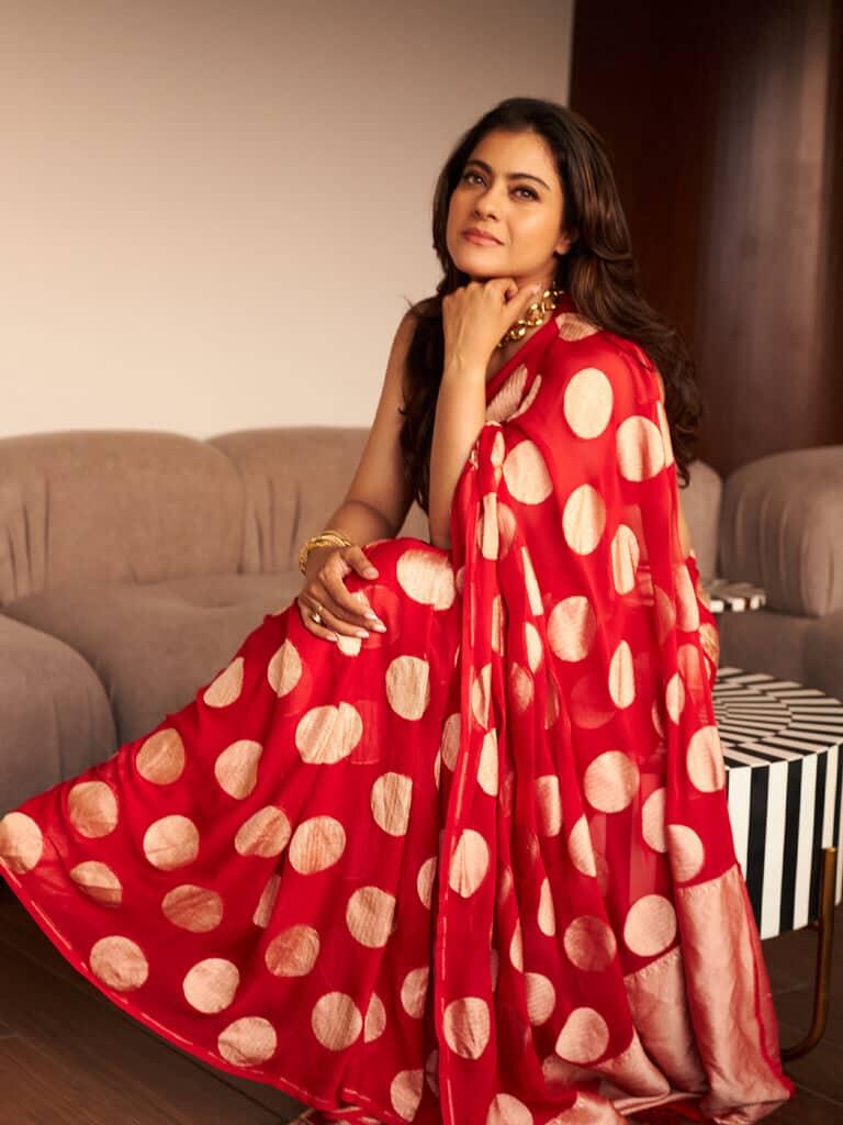 Kajol Devgan in Pure Khaddi Georgette Handloom Banarasi Saree