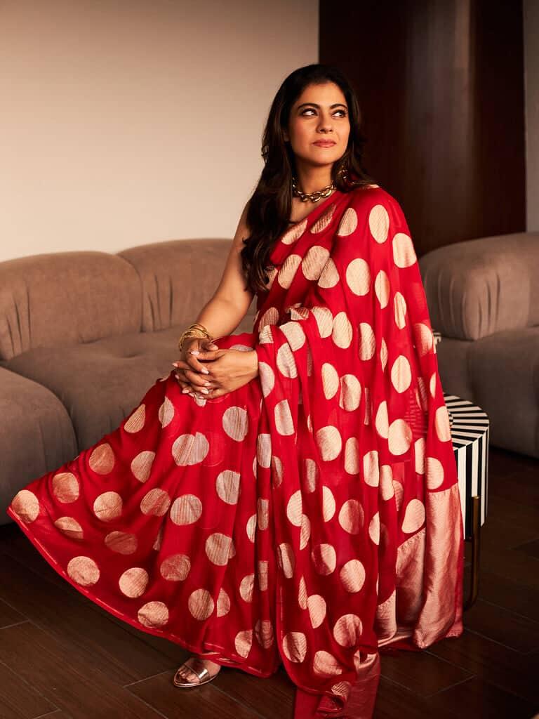 Kajol Devgan in Pure Khaddi Georgette Handloom Banarasi Saree