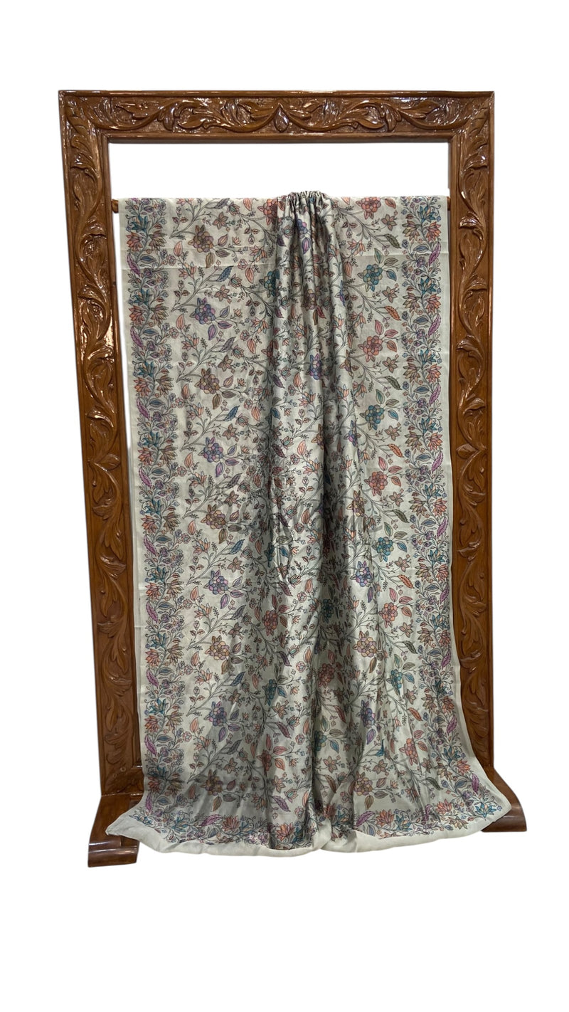 Pure Dupion Silk Handloom Banarasi Saree With Chikankari - The Handlooms