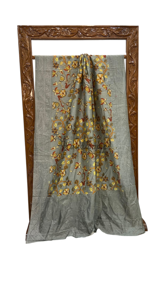 Pure Chiniya Silk Handloom Banarasi Saree with Chikankari - The Handlooms