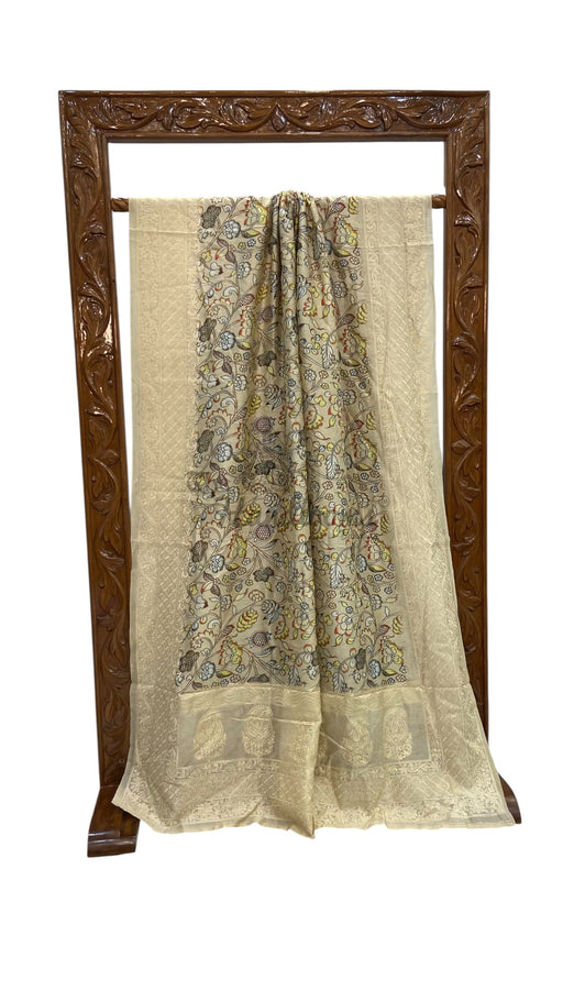 Pure Chiniya Silk Handloom Banarasi Saree With Chikankari - The Handlooms