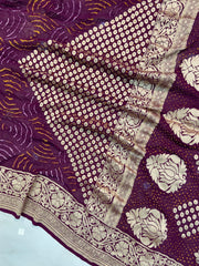 Pure Georgette Banarasi Bandhej Handloom Saree - The Handlooms