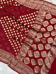 Pure Georgette Banarasi Bandhej Handloom Saree - The Handlooms