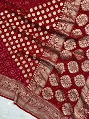 Pure Georgette Banarasi Bandhej Handloom Saree - The Handlooms