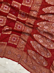 Pure Georgette Banarasi Bandhej Handloom Saree - The Handlooms