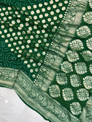 Pure Georgette Banarasi Bandhej Handloom Saree - The Handlooms