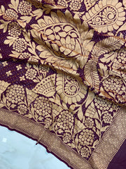 Pure Georgette Banarasi Bandhej Handloom Saree - The Handlooms