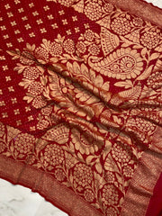Pure Georgette Banarasi Bandhej Handloom Saree - The Handlooms