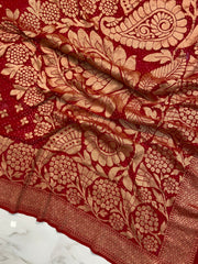 Pure Georgette Banarasi Bandhej Handloom Saree - The Handlooms
