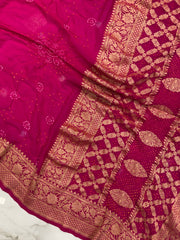 Pure Georgette Banarasi Bandhej Handloom Saree - The Handlooms