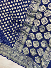 Pure Georgette Banarasi Bandhej Handloom Saree - The Handlooms