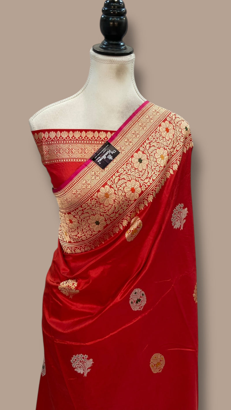 Pure Katan Silk Banarasi Handloom Saree - All Over Kadua Motifs - The Handlooms