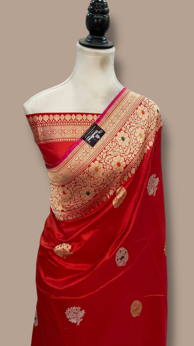 Pure Katan Silk Banarasi Handloom Saree - All Over Kadua Motifs - The Handlooms
