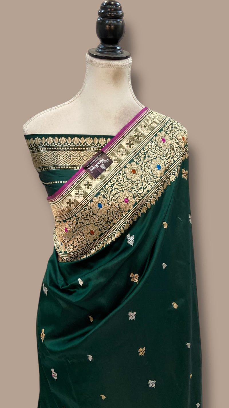 Pure Katan Silk Banarasi Handloom Saree - All Over Kadua Motifs - The Handlooms