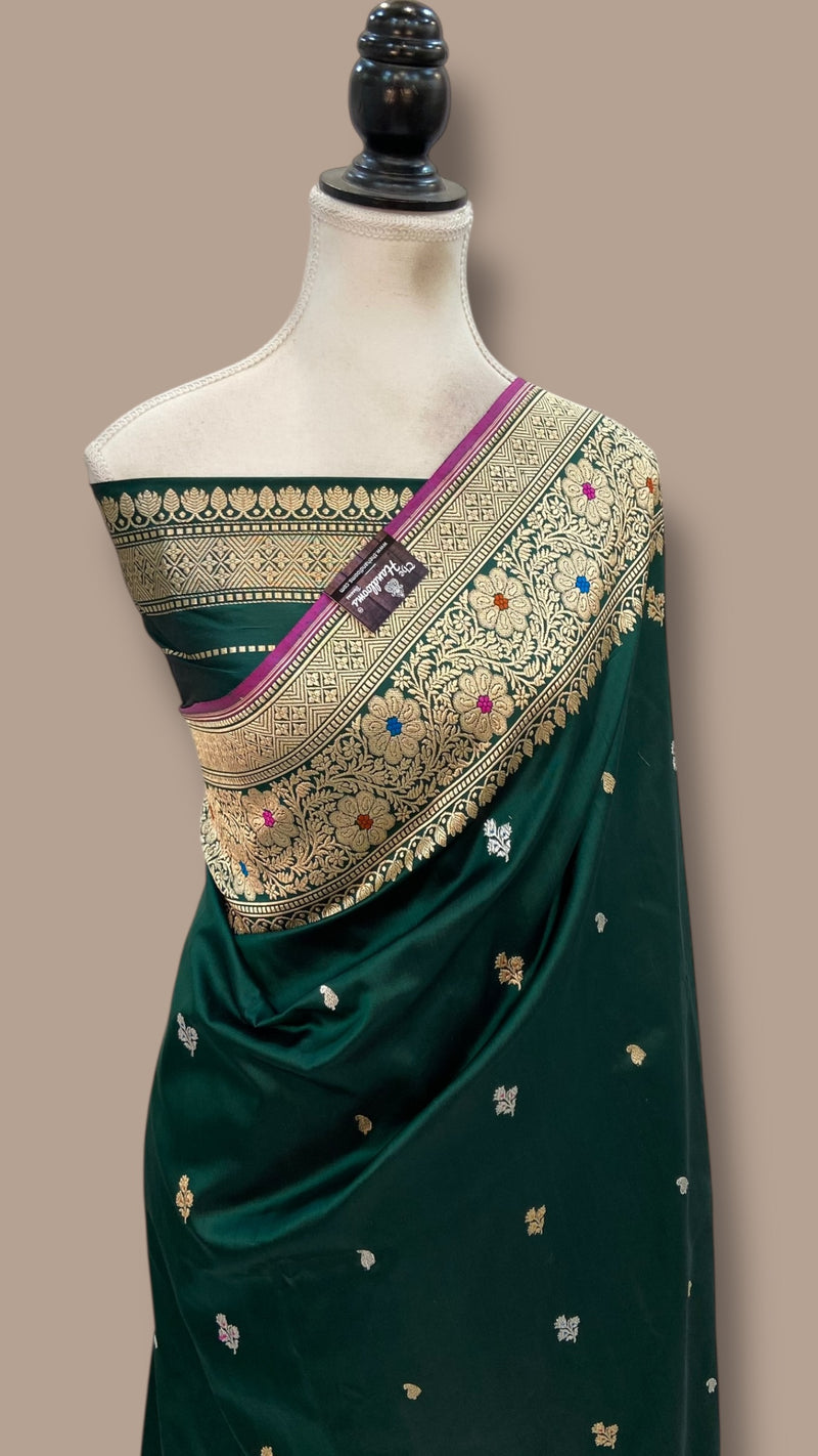 Pure Katan Silk Banarasi Handloom Saree - All Over Kadua Motifs - The Handlooms
