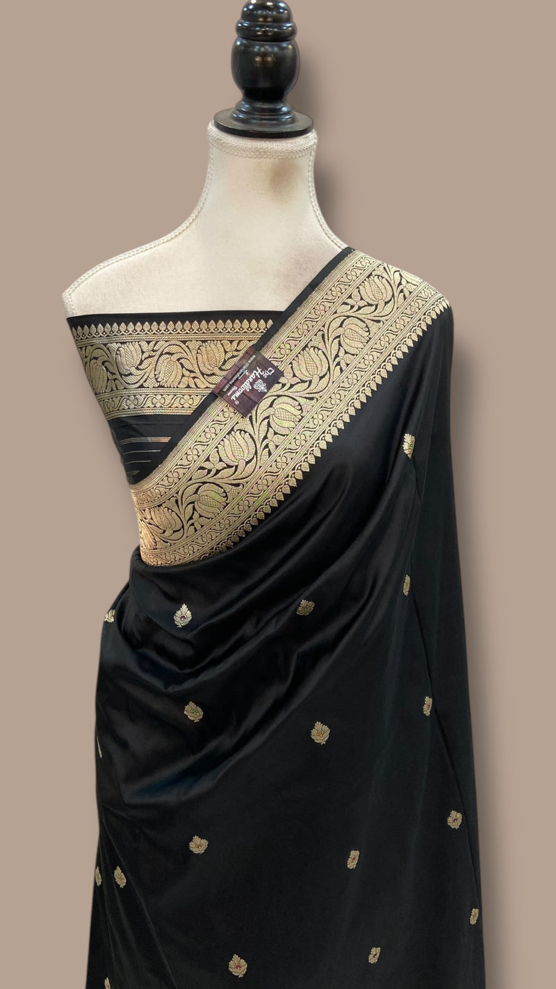 Pure Katan Silk Banarasi Handloom Saree - All Over Kadua Motifs - The Handlooms