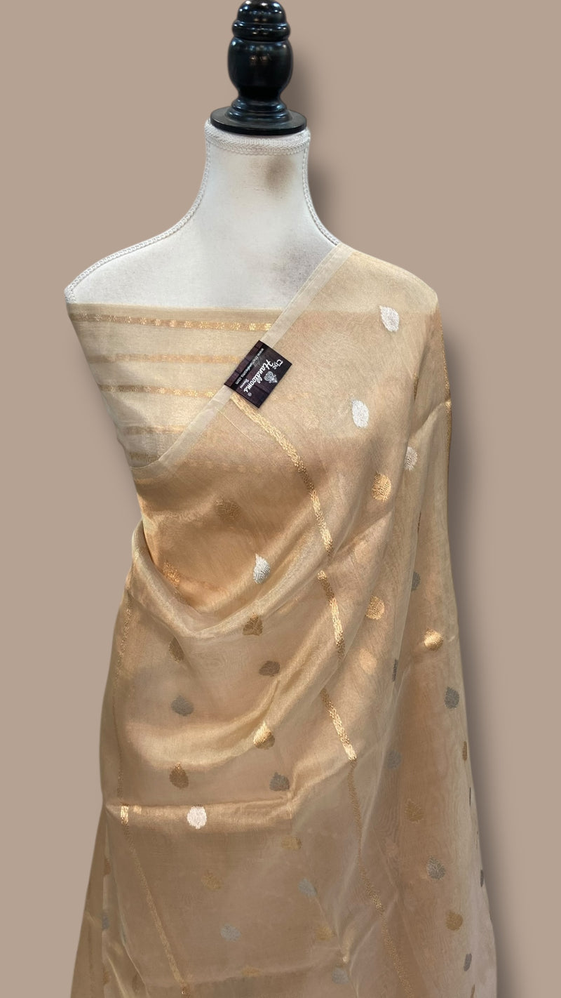 Pure Kora Tissue Silk Handloom Banarasi Saree - The Handlooms