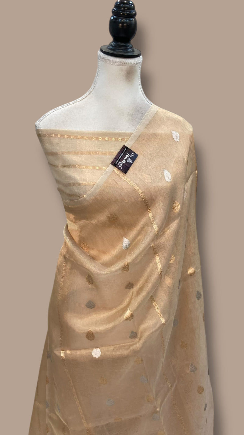 Pure Kora Tissue Silk Handloom Banarasi Saree - The Handlooms