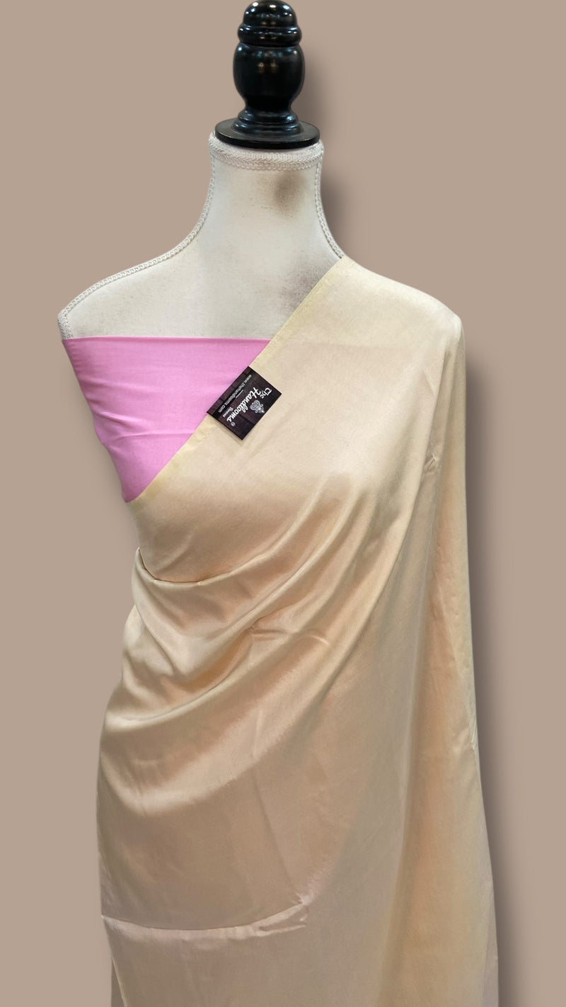 Pure Katan Silk Handloom Banarasi Saree-Plain - The Handlooms