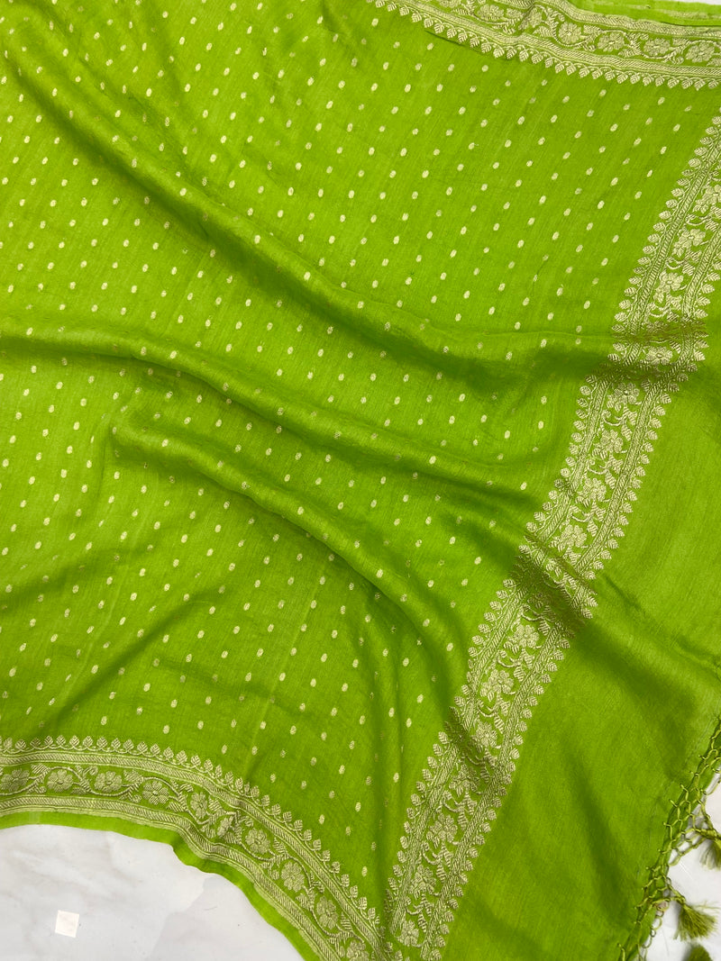 Pure Moonga Handloom Dupatta - Water Zari - The Handlooms