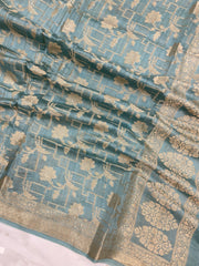 Pure Chanderi Cotton Banarasi Dupatta - The Handlooms