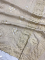 Pure Moonga Georgette Handloom Banarasi Dupatta - The Handlooms