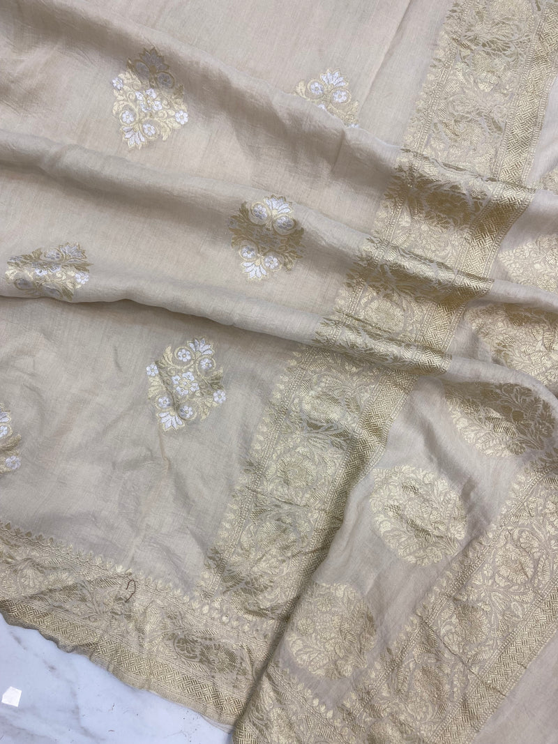 Pure Moonga Georgette Handloom Banarasi Dupatta - The Handlooms