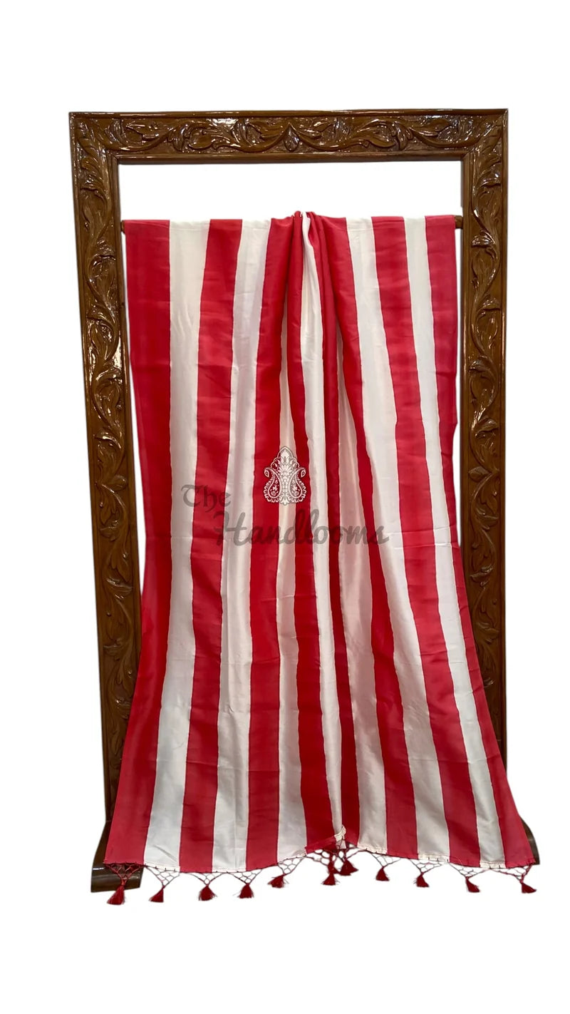 Kriti Kharbanda Inspired Pure Katan Silk Handloom Banarasi Saree - Stripe