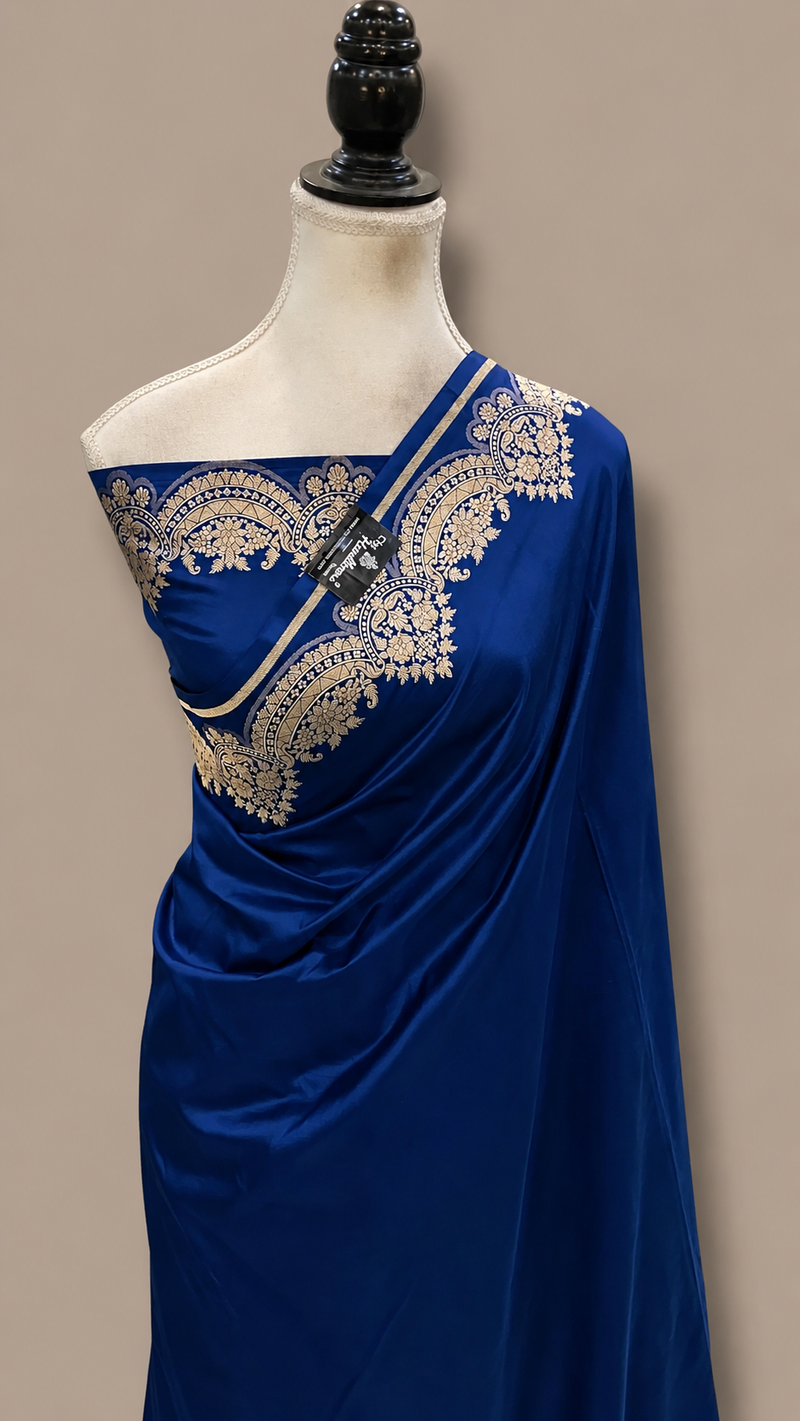 Pure Katan Silk Banarasi Handloom Saree - All Over  Gold Zari Jaal Work